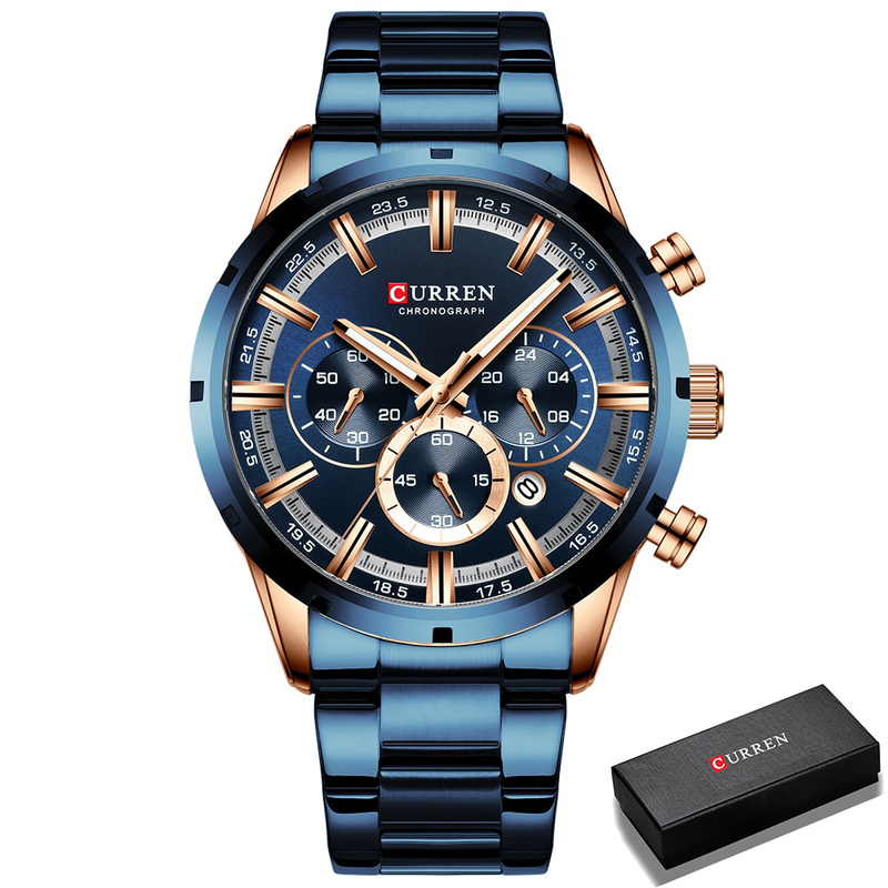 Relógio Curren 8355 Masculino Pulseira de Aço à prova d'água - Oferta Válida Apenas Hoje