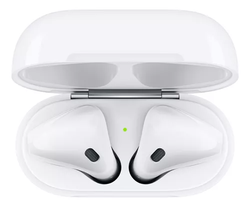 detalhe da caixa de carregamento sem fio do fone bluetooth apple airpods 2 branco