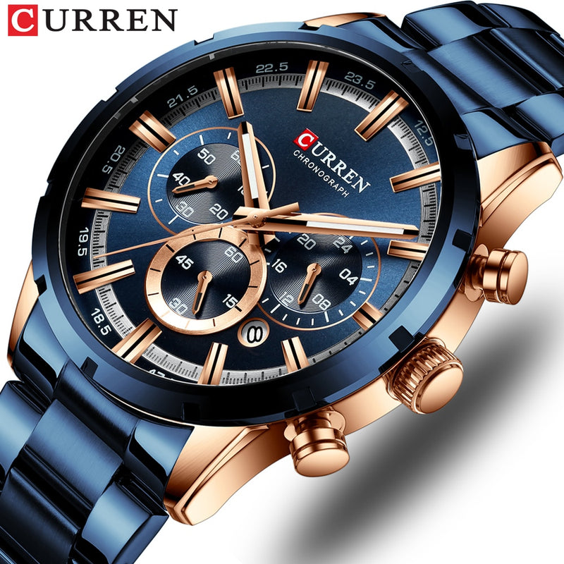 Relógio Curren 8355 Masculino Pulseira de Aço à prova d'água - Oferta Válida Apenas Hoje