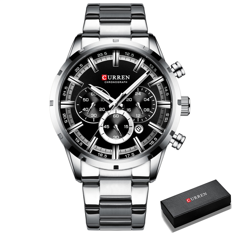 Relógio Curren 8355 Masculino Pulseira de Aço à prova d'água - Oferta Válida Apenas Hoje