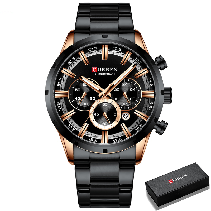 Relógio Curren 8355 Masculino Pulseira de Aço à prova d'água - Oferta Válida Apenas Hoje