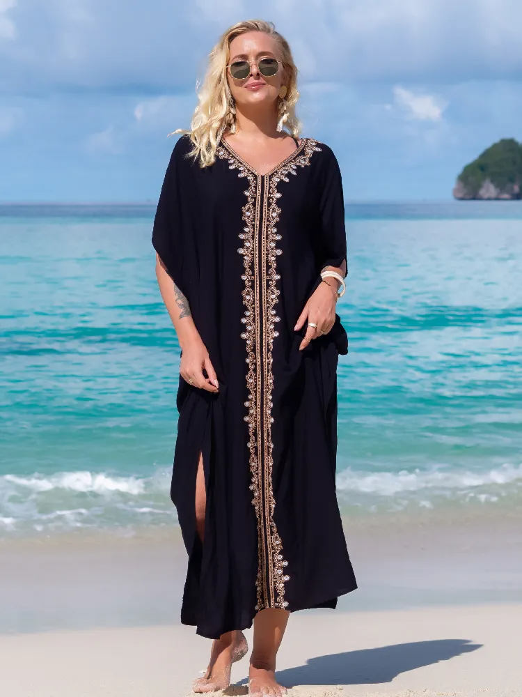 Vestido Longo Turim Luxuoso Longo Gola V Moderno