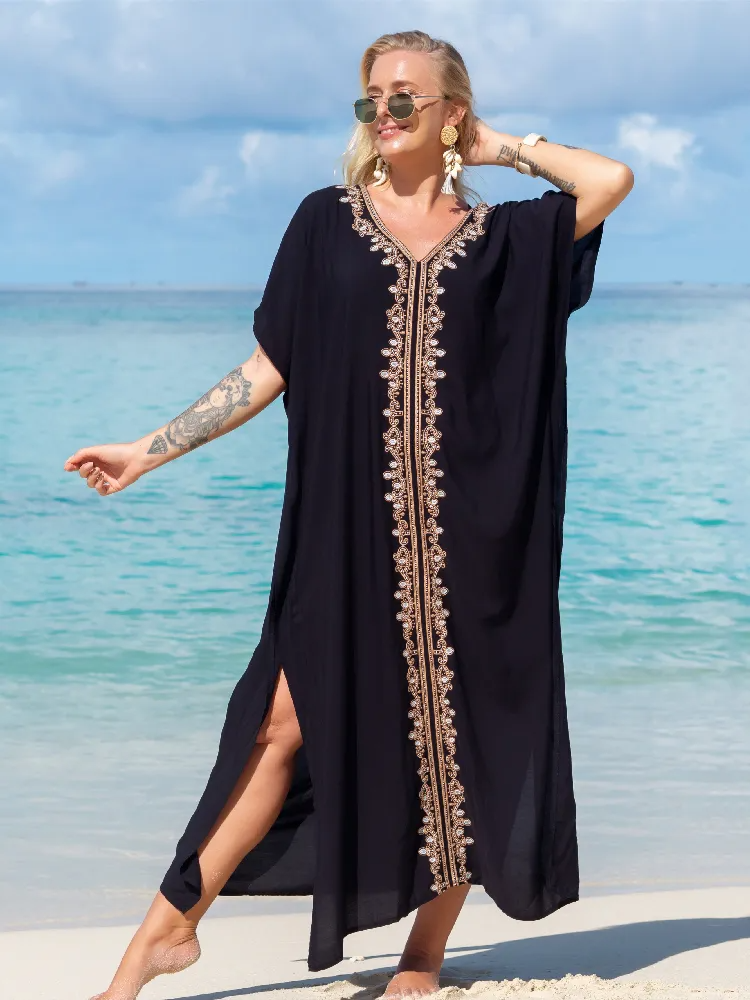 Vestido Longo Turim Luxuoso Longo Gola V Moderno