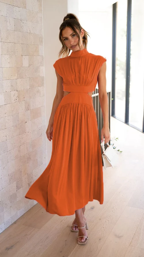 Vestido Longo Dominique estilo 2 em 1 laranja