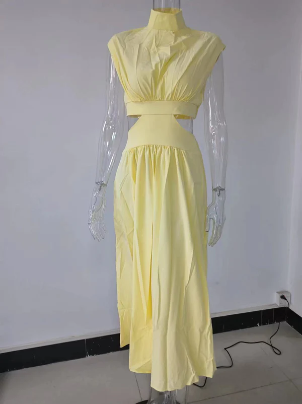 Vestido Longo Dominique estilo 2 em 1 amarelo