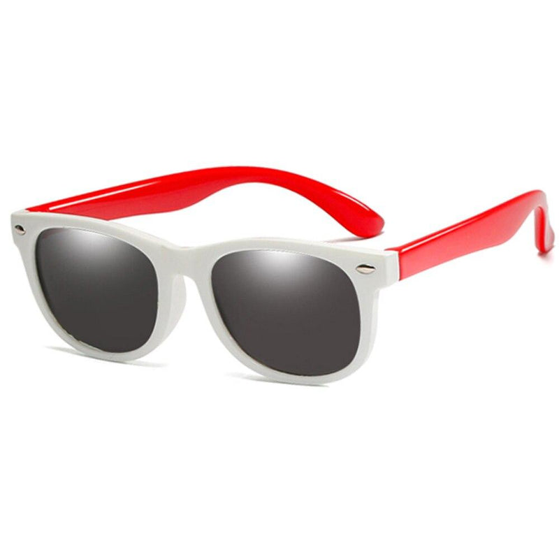 Óculos de sol infantil flexível kids wayfarer branco e vermelho