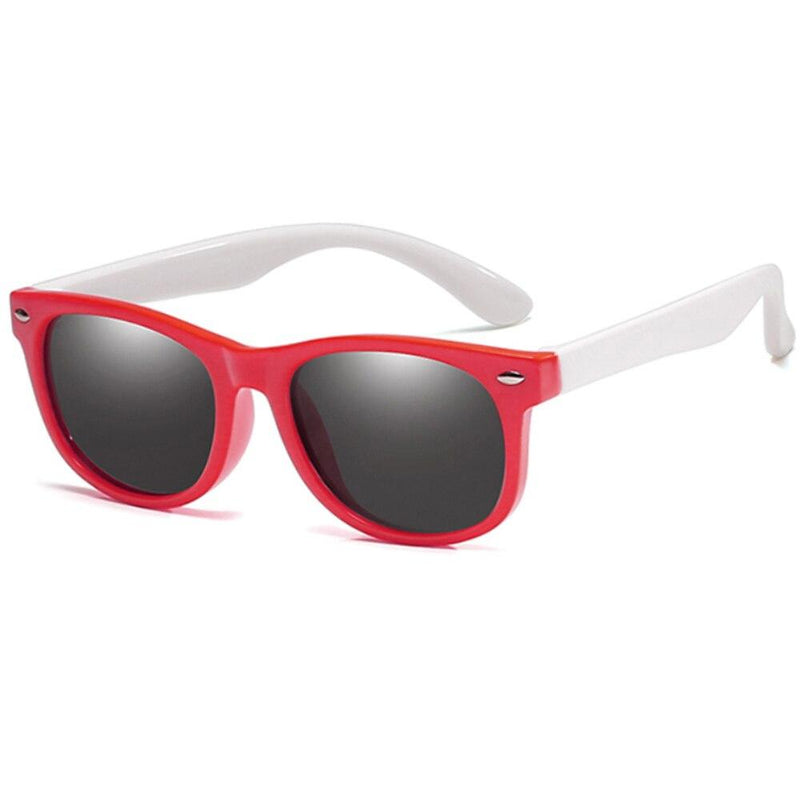 Óculos de sol infantil flexível kids wayfarer vermelho e branco