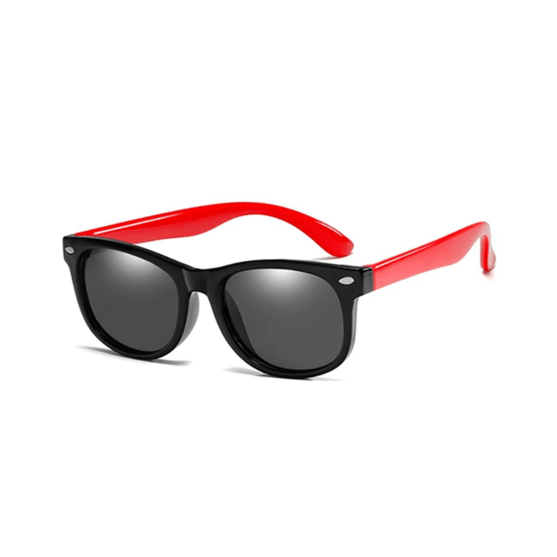 Óculos de sol infantil flexível kids wayfarer preto e vermelho