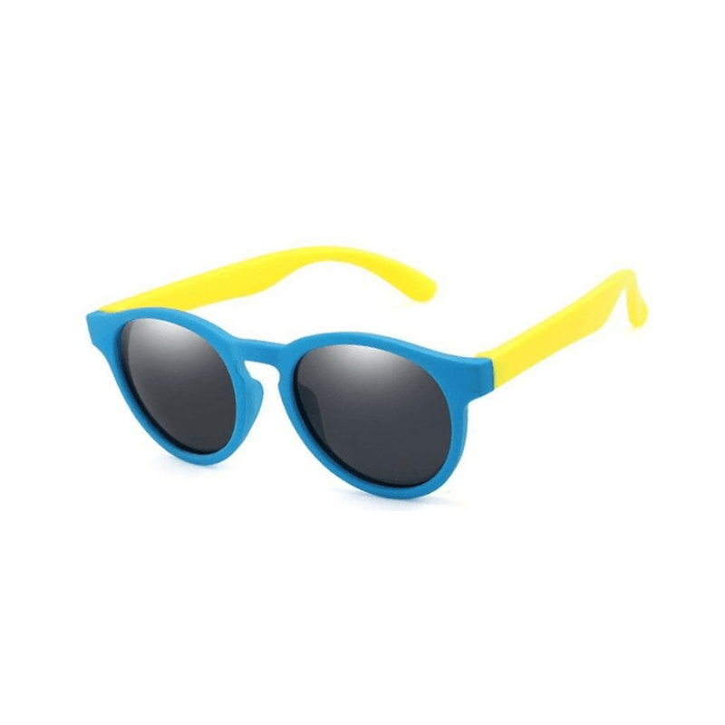 Óculos de sol infantil flexível kids wayfarer azul e amarelo