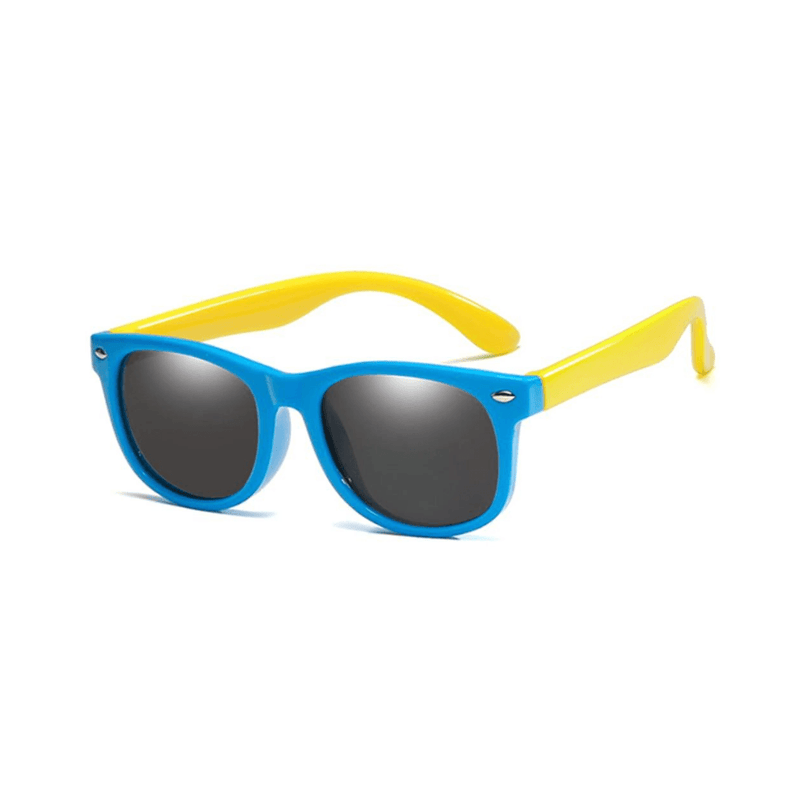 Óculos de sol infantil flexível kids wayfarer azul e amarelo